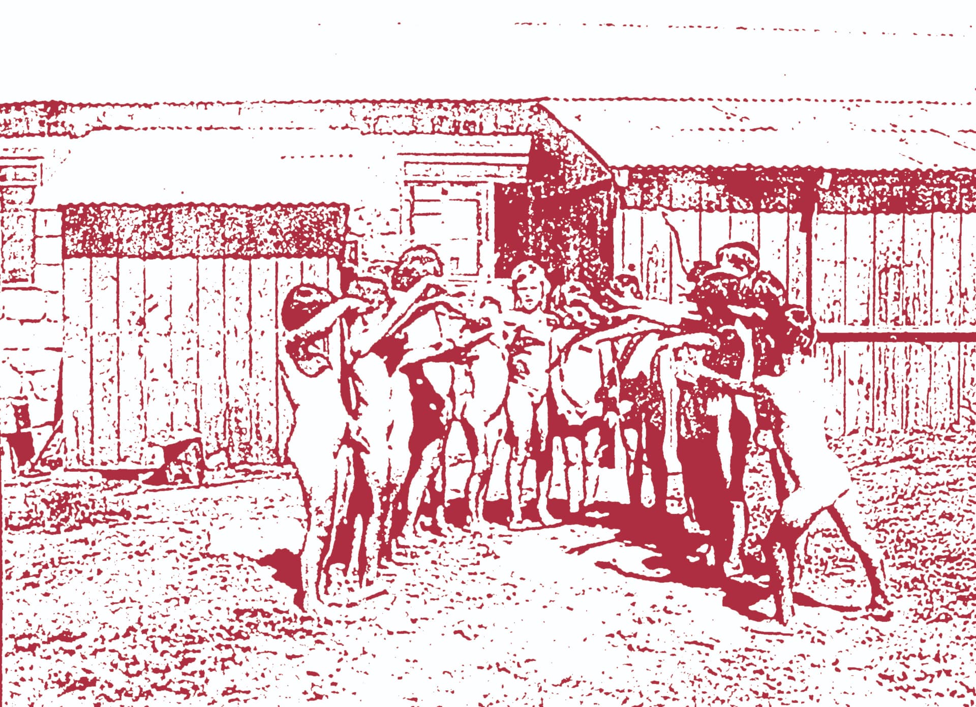 ילדים משחקים בחצר הקיבוץ